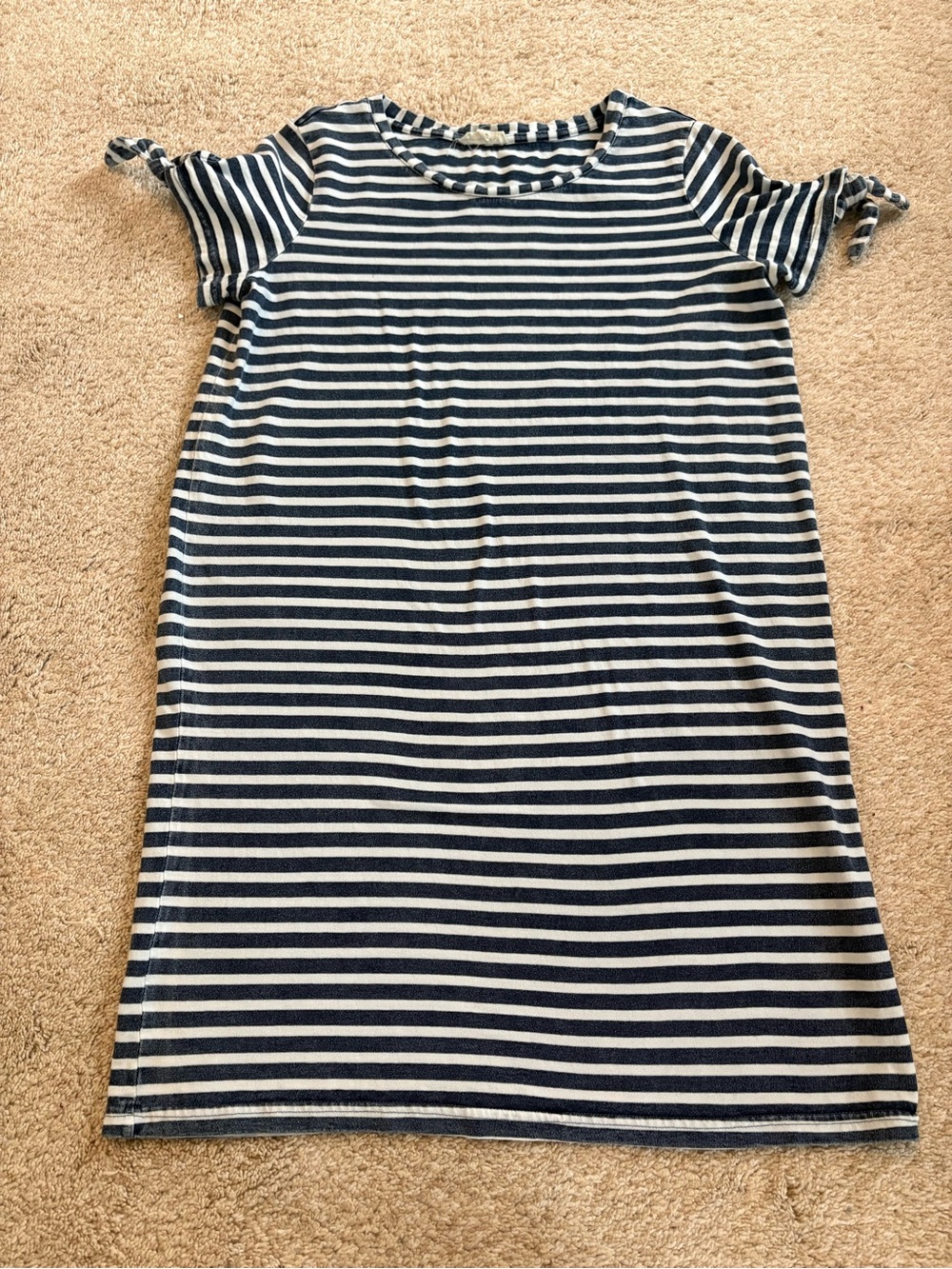 Jane and Delancey Navy and White Striped Tie-Sleeve Dress